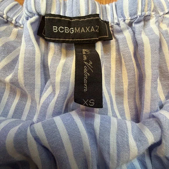 BCBG Max Women’s Striped Pattern Off The Shoulder Dress with Pockets Size XS - Picture 6 of 8